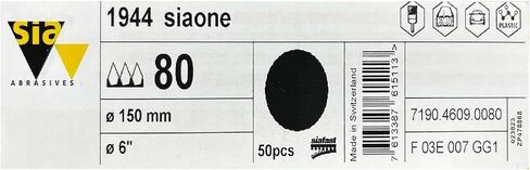 Sia Abrasive Hook & Loop Sanding Discs, 6 inch, No Hole, for Auto Sanding, Featheredging, Primer Sanding, Paint Preparation, E-Coat Sanding (Pack of 50) (Grit-180) in Saudi Arabia