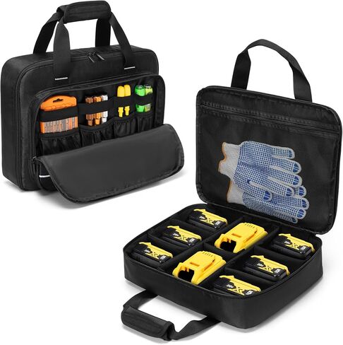 Battery Storage Bag Compatible with Dewalt 12V 18V 20V 60V Max Battery and Charger, Tool Battery Carrying Case with Accessory Pocket for 12V 18V 20V 60V 2.0/3.0/4.0/5.0/6.0/9.0-Ah Batteries in Saudi Arabia