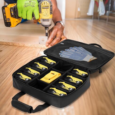 Battery Storage Bag Compatible with Dewalt 12V 18V 20V 60V Max Battery and Charger, Tool Battery Carrying Case with Accessory Pocket for 12V 18V 20V 60V 2.0/3.0/4.0/5.0/6.0/9.0-Ah Batteries in Saudi Arabia