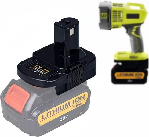 محول متوافق مع بطارية DeWalt 20V وبطارية Milwaukee M18 18V لاستبدال Ryobi 18V ONE+ حزم بطاريات الأدوات اللاسلكية، محول لأداة RYOBI 18V (مع منفذ USB) in Saudi Arabia
