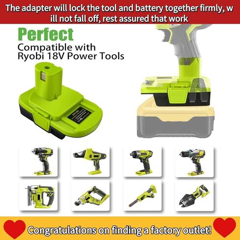 محول متوافق مع بطارية DeWalt 20V وبطارية Milwaukee M18 18V لاستبدال Ryobi 18V ONE+ حزم بطاريات الأدوات اللاسلكية، محول لأداة RYOBI 18V (مع منفذ USB) in Saudi Arabia