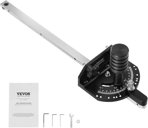 VEVOR Precision Miter Gauge, Standard Slot 3/4'' x 3/8'', Aluminum Alloy Table Saw Miter Gauge with 15 Angle Stops Adjustable Spring Loaded Plunger and Removable Disc, for Woodworking Tool Table Saw in Saudi Arabia