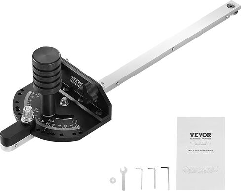 VEVOR Precision Miter Gauge, Standard Slot 3/4'' x 3/8'', Aluminum Alloy Table Saw Miter Gauge with 15 Angle Stops Adjustable Spring Loaded Plunger and Removable Disc, for Woodworking Tool Table Saw in Saudi Arabia