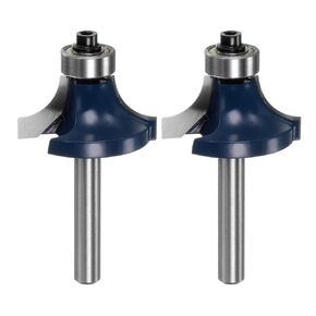 2pcs Roundover Router Bit 1/4 Shank 3/8" Radius Carbide Tipped Edge Rounding Over Bit with Bearing Guide, Woodworking Milling Rounding Tool