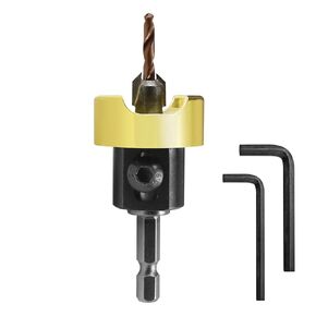 Countersink Bit with Depth Stop, 55227 Non Marring Countersink Bits for Wood, Carbide Tipped, with Adjustable Depth Stop Collar