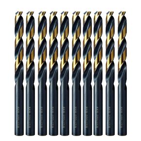 MAXTOOL Letter I 0.272" 10PCs Identical Jobber Length Drill Bits HSS M2 Twist Drill Bits Fully Ground Black & Bronze Straight Shank; JBL02H10RI10