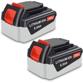 20V 6.0Ah Battery Replacement for All Black and Decker 20V Battery Compatible with Black & Decker Battery 2 Packs