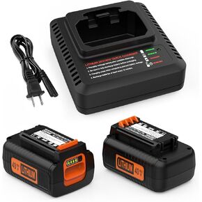 2-Pack 40V 3.5 Ah Lithium Battery and Charger Set Replacement for Black and Decker 40 Volt LBXR36 LBX2040 LBX2540 LBX1540 LBXR2036 Battery and LCS36 LCS40 Charger