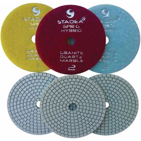 Stadea PPH101S 4" Diamond Polishing Pads Three 3-Step Set Wet Dry Pads for Granite Glass Quartz Polishing