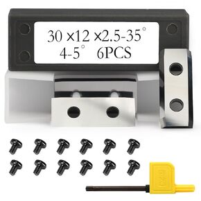 30x12x2.5mm-35° with 4 Chamfer Tungsten Carbide Cutter Inserts Knives Blades Fit for Northtech Planers/Jointers,Cantek Planers GT610HI and GT-HD Series 6pcs