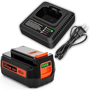 3.0Ah LBX2040 40 Volt Lithium Battery and LCS36 LCS40 Fast Charger Compatible wit Black and Decker 40V Battery Lithium LBXR2036 LBX36 LBX1540 LBX2040 LBX2540 LST540 LCS1240 String Trimmer Tools