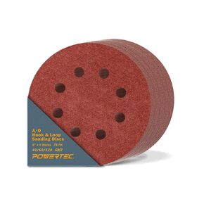 POWERTEC 45050, 75PK, 5 Inch 8 Hole Hook and Loop Sanding Discs, 40/60/320, Assorted Grits Sandpaper for Random Orbital Sanders