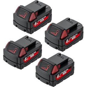 18V 6.0Ah Replacement for Milwaukee M18 Battery Lithium XC Compatible with 48-11-1815 48-11-1820 48-11-1840 48-11-1850 48-11-1860 Cordless Power Tools 4Pack in Kuwait