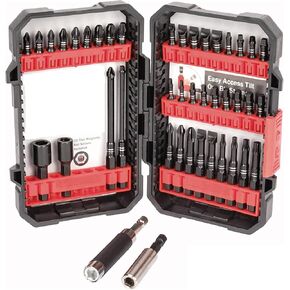 BIG RED BHT-42IBS01R Torin Professional Impact Screwdriver Bit Case Set and Sleeve: Phillips, Square, Slotted and Hex Bits, Magnetic Bit Holder/Sleeve, 42-Piece