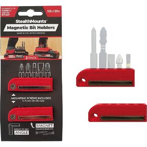 StealthMounts Bauer 20v Magnetic Bit Holder | Bauer Drill Bit Organizer | Perfect for Bauer Drills and Impacts (2 Pack) | Red