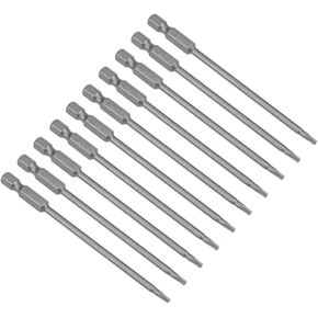 uxcell 10 Pcs T10 Magnetic Torx Screwdriver Bits, 1/4 Inch Hex Shank 3.93-inch Length S2 Power Tool