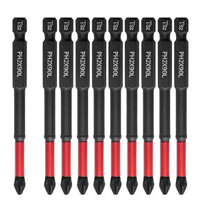 Biaungdo 10 Pcs Magnetic PH2 Phillips Bits Set, TS2 Anti Slip Screwdriver Bit Set, #2 Phillips Cross slot Screwdriver Bit 2-6Inch Long Anti Slip #2 Bit Impact Driver Bits(50/65/70/90/150mm)