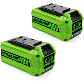 2Pack 6500mAh 40V Battery Replacement for Greeenworks 40v Battery 29472 29462 Battery, Compatible with Greenworks 40V G-MAX Power Tools 29252 20202 22262
