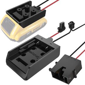 Power Wheel Adapter with Fuse & Switch, Secure Battery Adapter for Dewalt 20V Lithium Battery, with 12 Gauge Wire, Good Power Convertor for DIY Ride On Truck, Robotics, RC Toys and Work Lights, 1 Pack