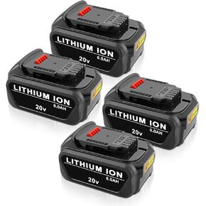 20V 6000mAh Li-ion DCB206 Battery Replacement Battery for De&Walt 20V Battery DCB200 DCB201 DCB203 DCB204 DCB207 DCB208 DCB230 DCB240-4 Packs