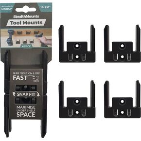StealthMounts Locking Makita Tool Holder 4 Pack of Makita Tool Mount | Makita Tool Storage | Makita 18V Tool Holder | Makita Drill Holder | 18V Makita Tool Mount | Makita Tool Clip | Made in UK