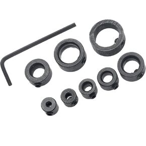 dophee Drill Stop Bit Collar Set, 1/8'', 3/16'', 1/4'', 5/16'', 3/8'', 7/16'', 1/2'', 5/8'' Adjustable Drill Depth Stop Collar Limit Ring with Allen Wrench Set for Drill Bits Consistent Drilling
