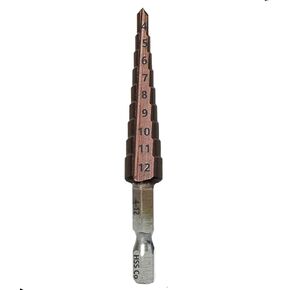 Cobalt Steel Step Drill Bit, M35 Grade 5% Cobalt HSS-Co,9 Size from 4mm to 12mm, Double Spiral Flutes and 1/4 Inch Hex Shank,Unibit Step Bit for Hole Drilling in Stainless Steel,Metal,Copper