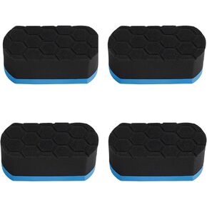 4 Pack Polishing Pads Tire Trim Applicator Tire Shine Applicator Car Detail Foam Cleaning Sponge Tool for Car Glass, Porcelain and More (Blue, Black)