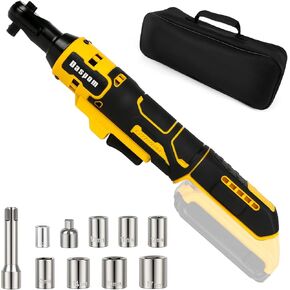 Cordless Ratchet Wrench 3/8", Electric Ratchet Wrench for DEWALT 20V MAX Battery, 74Ft-Lbs 580RPM with Variable Speed, 3/8" to 1/4" Sealed Head Ratchet, Bare Tool Only