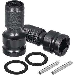 2PCS 1/2 inch Square Drive to 1/4 inch Hex Female Socket Adapter Converter Chuck Adapter for Impact Air and Electric Wrench