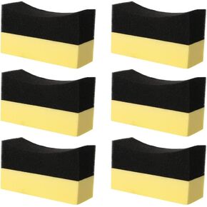 6Pcs Tire Contour Dressing Applicator Pads Curved Foam Pad Polishing Sponge Wax Car Polishing Sponge for Car Glass, Painted Steel, Porcelain