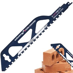 Reciprocating Saw Blade Masonry Cutting Blade 12/18inch Universal Cutting Recip Sabre Saw Blade Alloy Steel Brick Concrete Masonry Cutting Blade for Cement Composite Panels Bricks (12 inch)