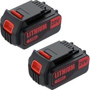 7.5Ah Upgraded for Black and Decker 20V Lithium Battery Compatible with Black and Decker 20V Battery LBXR20 LBX20 LB20 LB2X4020-OPE LBXR20B-2 LST300 LST220 2Packs in Kuwait