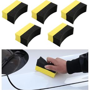 10 PCS Tire Contour Dressing Applicator Pads, Car Polishing Sponge Wax Buffing Pads, Automotive Tire Dressing Shine Sponge for Car Glass, Painted Steel, Porcelain and More (Curve)