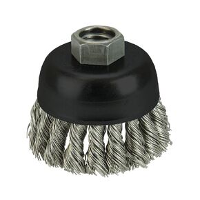 Weiler 12416 4" Single Row Knot Wire Cup Brush, .023" Stainless Steel Fill, 5/8"-11 UNC NUT, Made in the USA