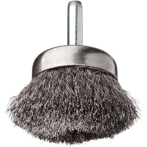 Weiler 14300 0.006" Wire Size, 1-3/4" Diameter Steel Bristles, Stem-Mounted Crimped Wire Cup Brush, Made in the USA