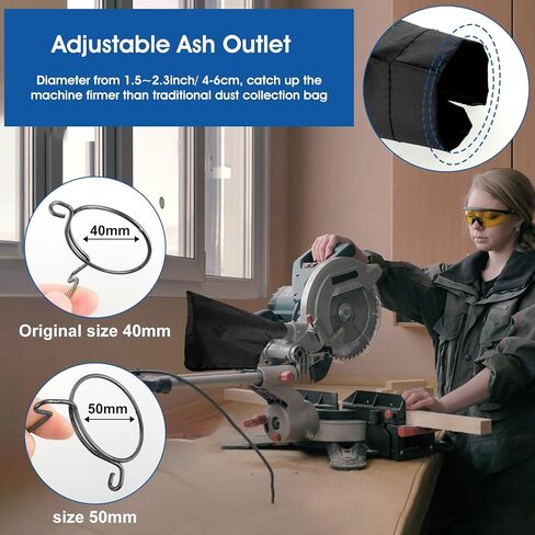 4 عبوات من أكياس غبار منشار ميتري، حقيبة تجميع غبار منشار الطاولة السوداء مع سحاب وحامل سلكي قابل للتعديل وإكسسوارات منشار طاولة وحقائب تجميع الغبار لمنشار ميتري للأعمال الخشبية 255 موديل in Kuwait