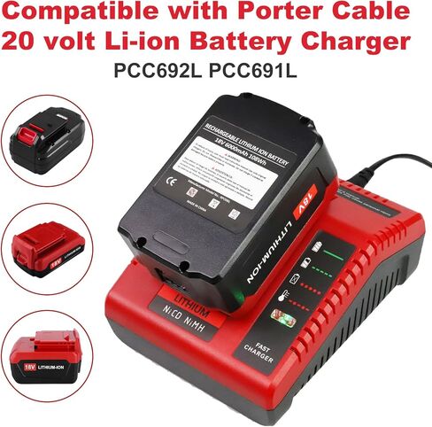 ترقية 6.0Ah 2 حزمة PC18B بديلة لكابل بورتر 18 فولت بطارية متوافقة مع كابل بورتر بطارية ليثيوم 18 فولت PCC489N PCXMVC PC18BL PC18BLX PC18B-2 بطاريات أدوات كهربائية لاسلكية (أحمر) in Kuwait