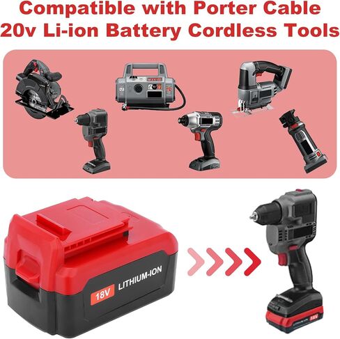 ترقية 6.0Ah 2 حزمة PC18B بديلة لكابل بورتر 18 فولت بطارية متوافقة مع كابل بورتر بطارية ليثيوم 18 فولت PCC489N PCXMVC PC18BL PC18BLX PC18B-2 بطاريات أدوات كهربائية لاسلكية (أحمر) in Kuwait