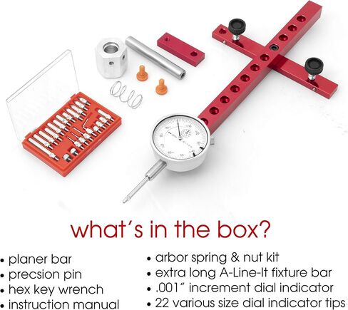 A-LINE-IT DELUXE Machinery/Tool Alignment System w/ 22 Interchangeable Tips, 11 inch Long Anodized Aluminum Bar, Dial Indicator, Precision Steel Pin and Arbor Run-Out Kit in Kuwait