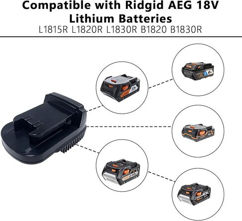 محول بطارية لبطارية Ridgid AEG 18V Hyper Li-ion، محول AR18MIL لتحويل Ridgid 18V ليحل محل بطارية ليثيوم أيون Milwaukee 18V والعمل لأدوات الطاقة Milwaukee M18 (بدون بطارية) in Kuwait