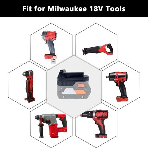 محول بطارية لبطارية Ridgid AEG 18V Hyper Li-ion، محول AR18MIL لتحويل Ridgid 18V ليحل محل بطارية ليثيوم أيون Milwaukee 18V والعمل لأدوات الطاقة Milwaukee M18 (بدون بطارية) in Kuwait