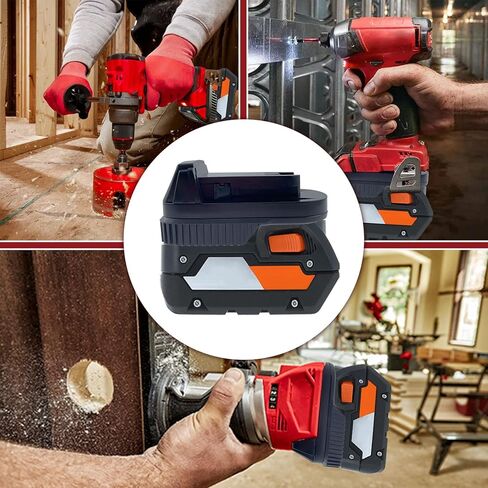 محول بطارية لبطارية Ridgid AEG 18V Hyper Li-ion، محول AR18MIL لتحويل Ridgid 18V ليحل محل بطارية ليثيوم أيون Milwaukee 18V والعمل لأدوات الطاقة Milwaukee M18 (بدون بطارية) in Kuwait
