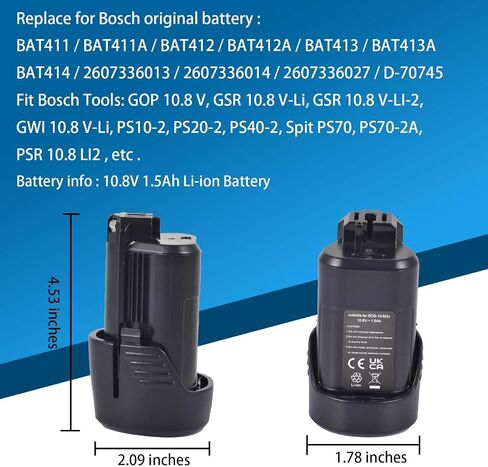 BAT411 BAT412 Battery, 10.8V 1.5Ah Li-ion Rechargeable Battery Compatible for Bosch Blue Cordless Power Tools in Saudi Arabia