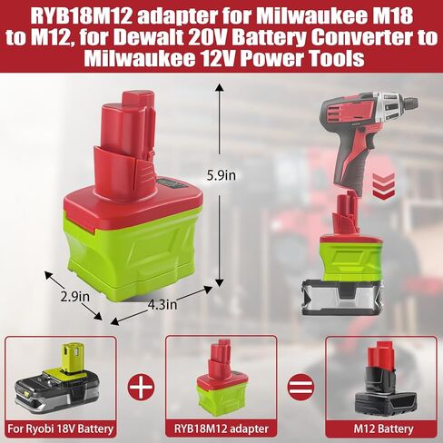من أجل Ryobi 18 فولت إلى محول بطارية Milwaukee 12 فولت، تحويل لاستخدام بطارية Ryobi 18 فولت لأدوات بطارية Milwaukee M12 in Kuwait