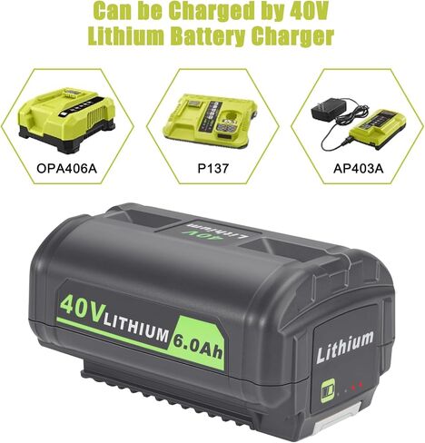 2 حزمة استبدال بطارية ليثيوم OP4060 6.0Ah 40V لبطارية Ryobi 40V، متوافقة مع أدوات الطاقة Ryobi 40V OP4040 OP4026 OP4030 OP4050 OP4060A in Kuwait