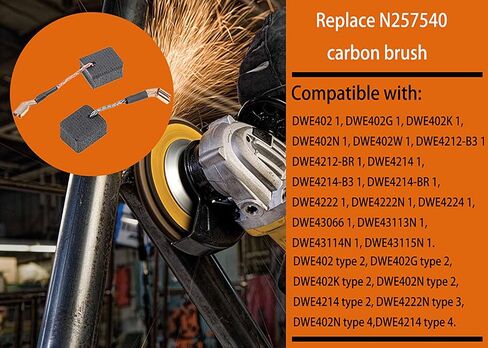 يستبدل فرشاة الكربون N257540 وفرشاة طاحونة الزوايا لتكون متوافقة مع DeWalt DWE402/DWE4214. يمكن أن يؤدي استبدال أجزاء طاحونة الزوايا إلى استعادة الأداء الفعال لطاحونة الزوايا (4 مجموعات) in Saudi Arabia