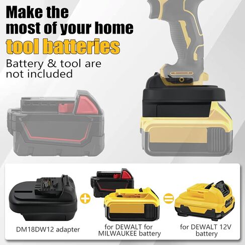 Battery Adapter for Dewalt 20V to 12V Power Tools, DM18DW12 Adapter Converter for Dewalt 20V & Milwaukee M18 18V to Replace for Dewalt 12V Li-ion Battery(Adapter Only) in Kuwait