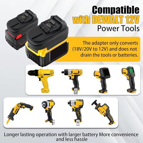 Battery Adapter for Dewalt 20V to 12V Power Tools, DM18DW12 Adapter Converter for Dewalt 20V & Milwaukee M18 18V to Replace for Dewalt 12V Li-ion Battery(Adapter Only) in Kuwait