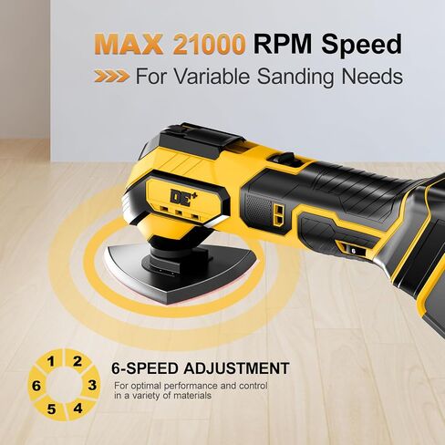 Cordless Oscillating Tool for Dewalt 20V Battery, 6 Variable Speed&3° Oscillation Angle Multi-Tool, 23PCS Tool Kit with Quick-Lock accessory change for Scraping, Sanding, Cutting Wood(Tool Only)yellow in Saudi Arabia